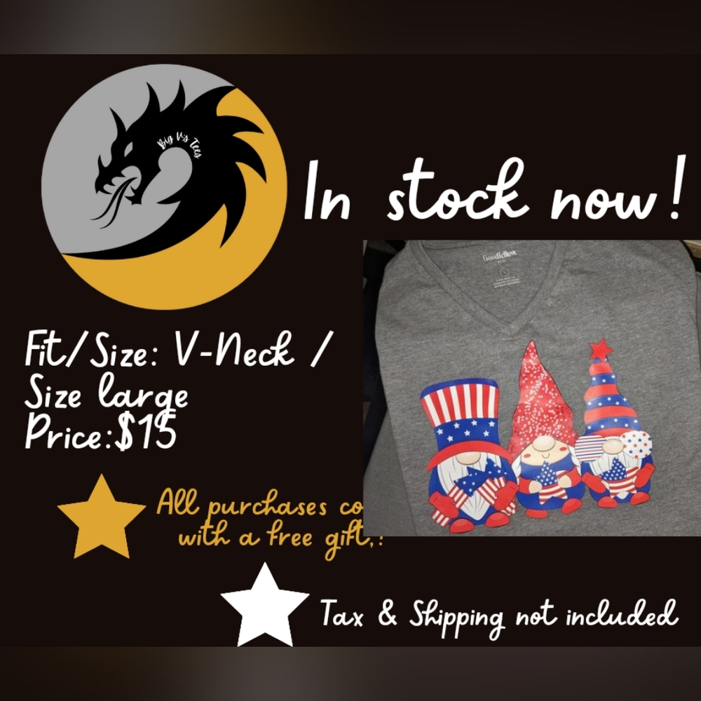V-Neck Size Large Gnome tee
